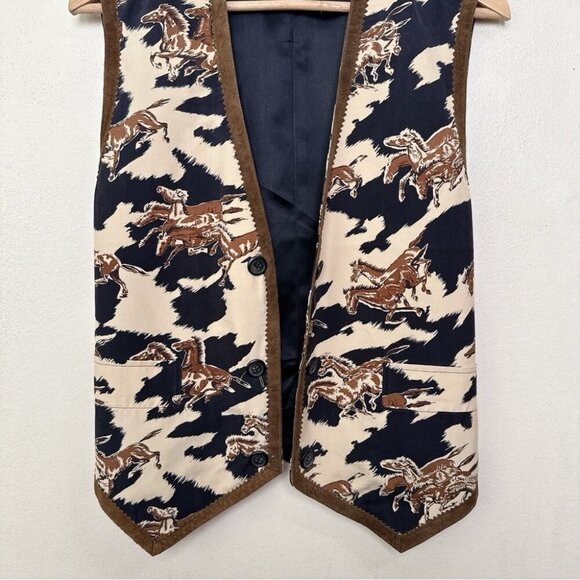 Vintage Cambridge Dry Goods Company Womens Small Equestrian Horses Open Vest - Picture 8 of 12